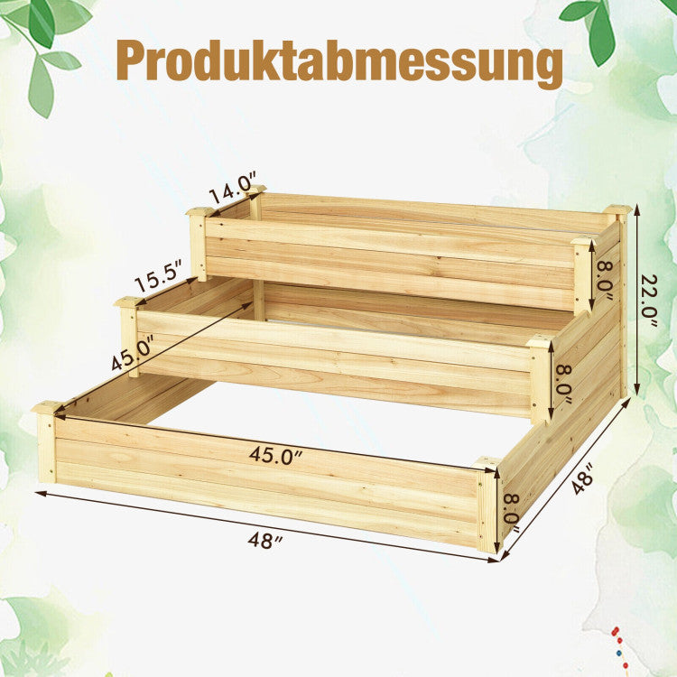 3-Tier Raised Garden Bed Elevated Box Planter Flowers Vegetables Herbs