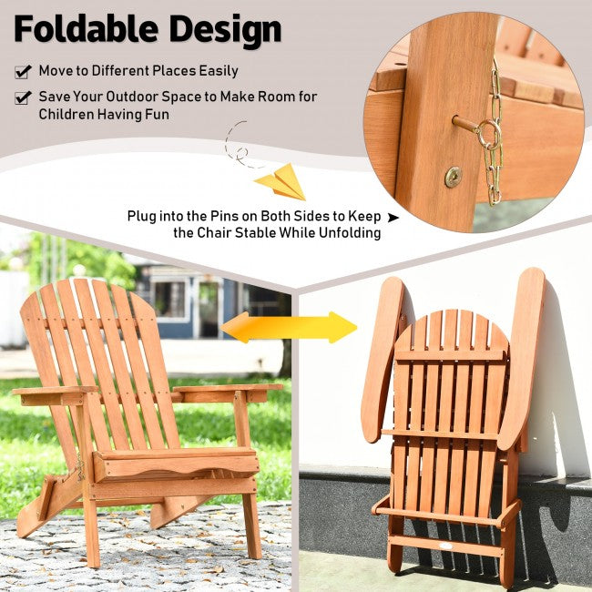 Adirondack Chair Seat Wood Outdoor Patio Lawn Deck Garden Foldable