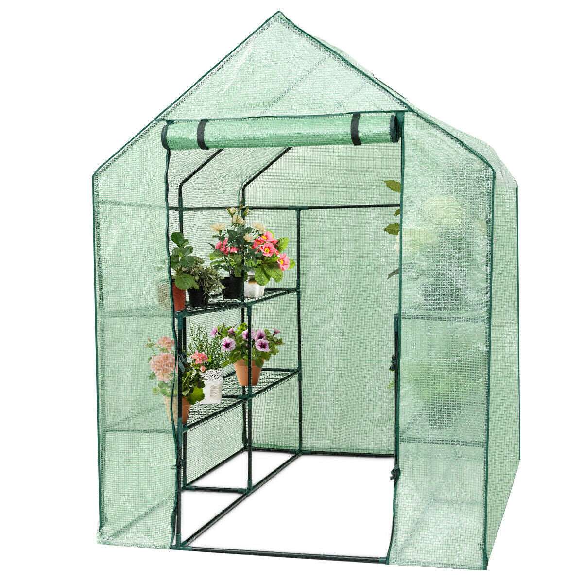 Portable Outdoor Walk-in 8 Shelves Greenhouse - Greenhouse