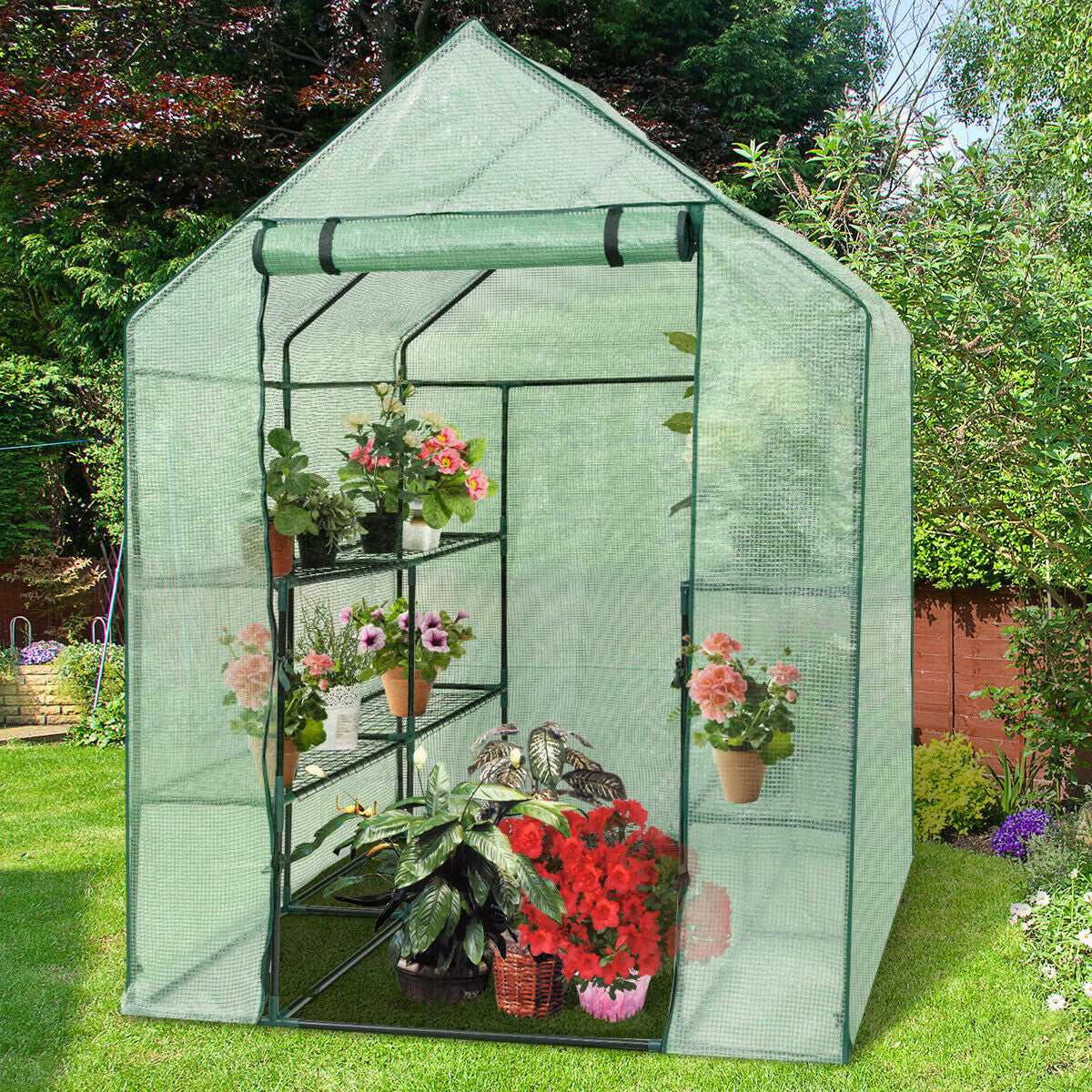 Portable Outdoor Walk-in 8 Shelves Greenhouse - Greenhouse