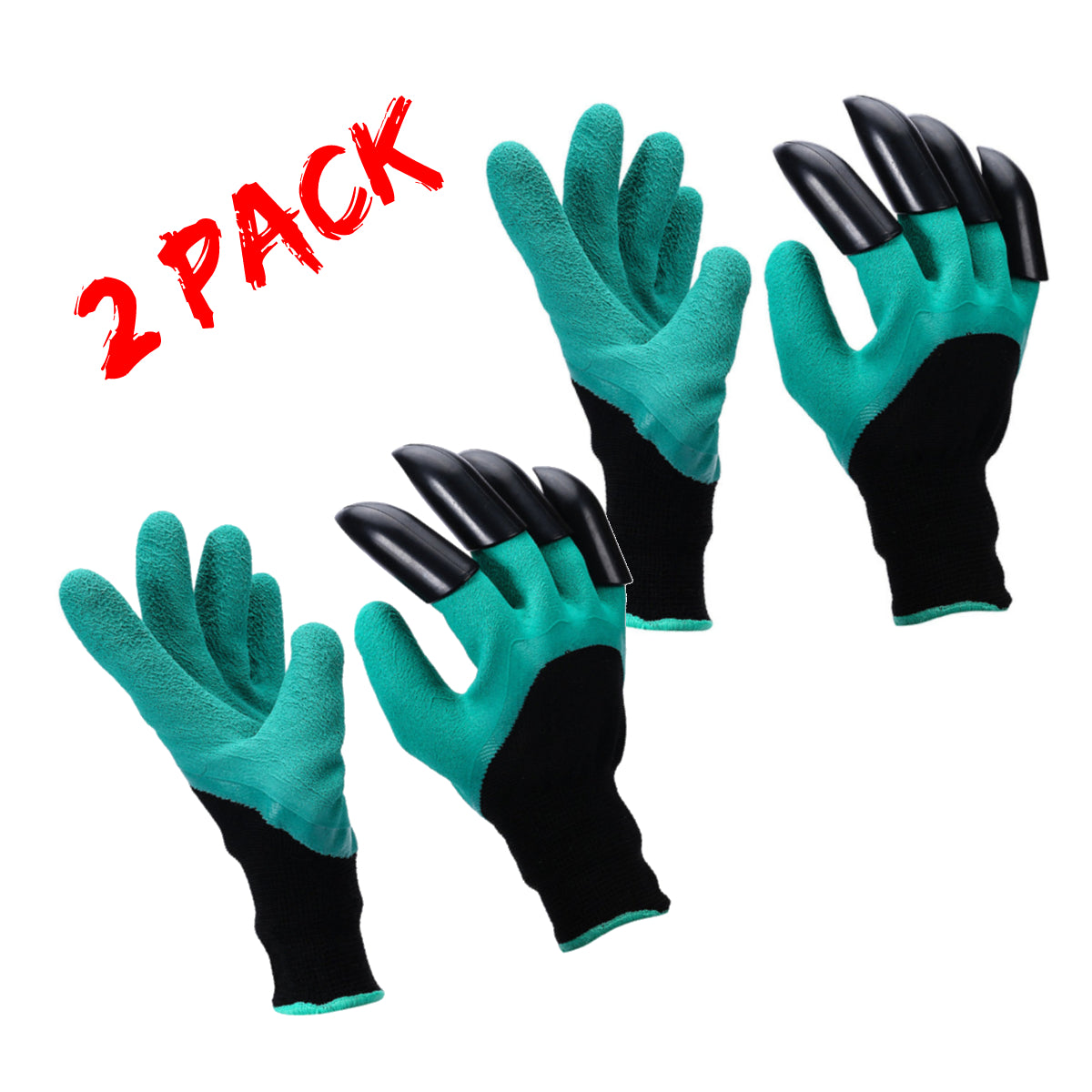 Digging Garden Glove Unisex with 4 Sturdy Fingertips Claws 2 PACK - greenvalleygardenco